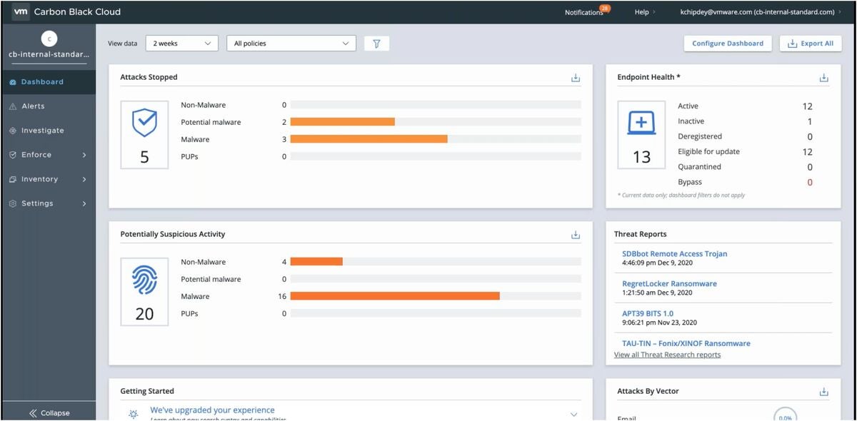 Carbon Black Cloud EDR interface.